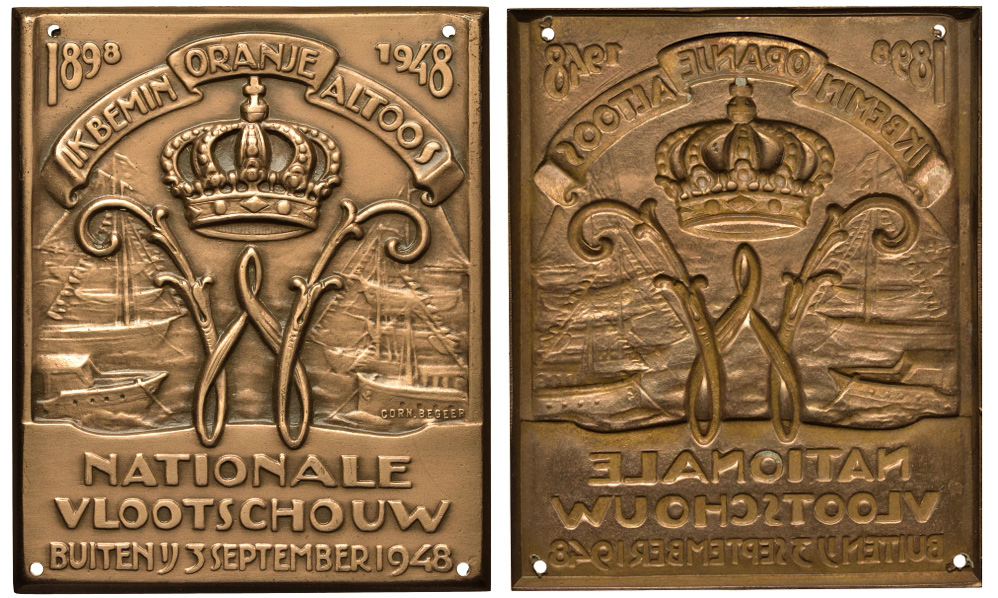 НИДЕРЛАНДЫ ПЛАКЕТКА 1898 - 1948 НИДЕРЛАНДЫ МОРСКАЯ ДЕРЖАВА 3-4-2-33