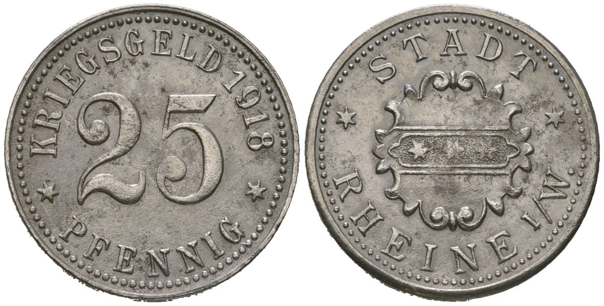 Рейн (Вестфалия) 25 пфеннингов 1918 Funck 447.1, Men18 26979.1 железо 4586-1012