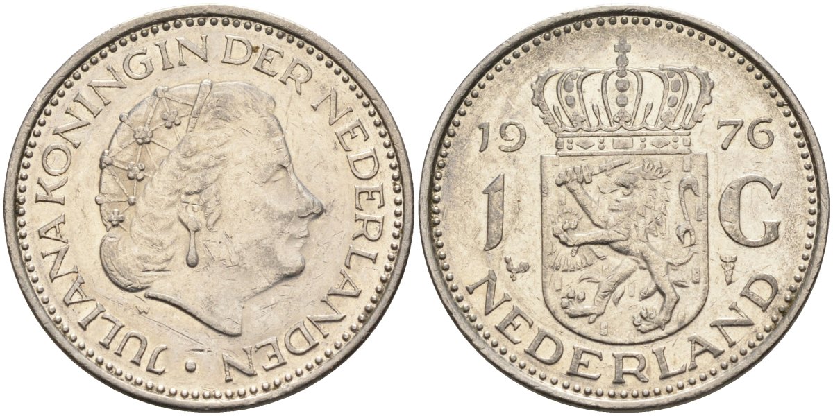 Нидерланды 1 гульден 1976 Юлиана (1948-1980) KM 184а никель 4171-125