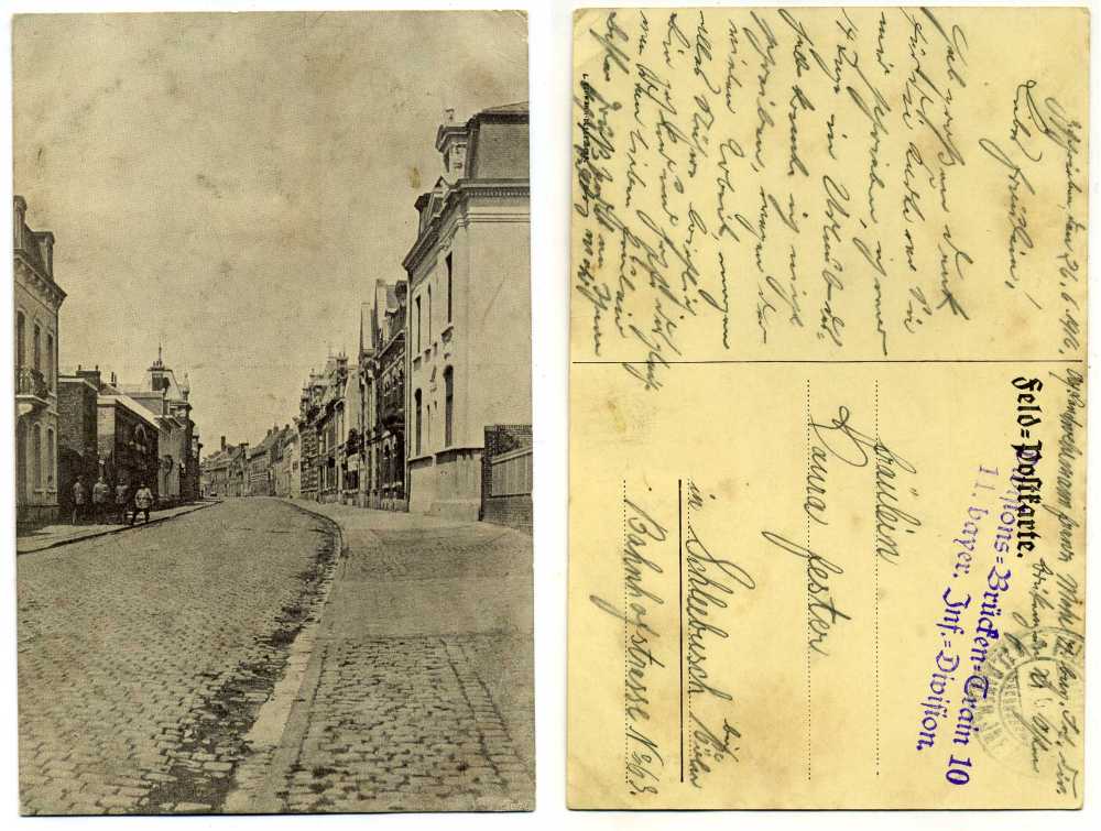 ГЕРМАНИЯ ОТКРЫТКА 1916 I-АЯ МИРОВАЯ ВОЙНА, СОЛДАТЫ В ГОРОДЕ, ПИСЬМО бумага 2193-17