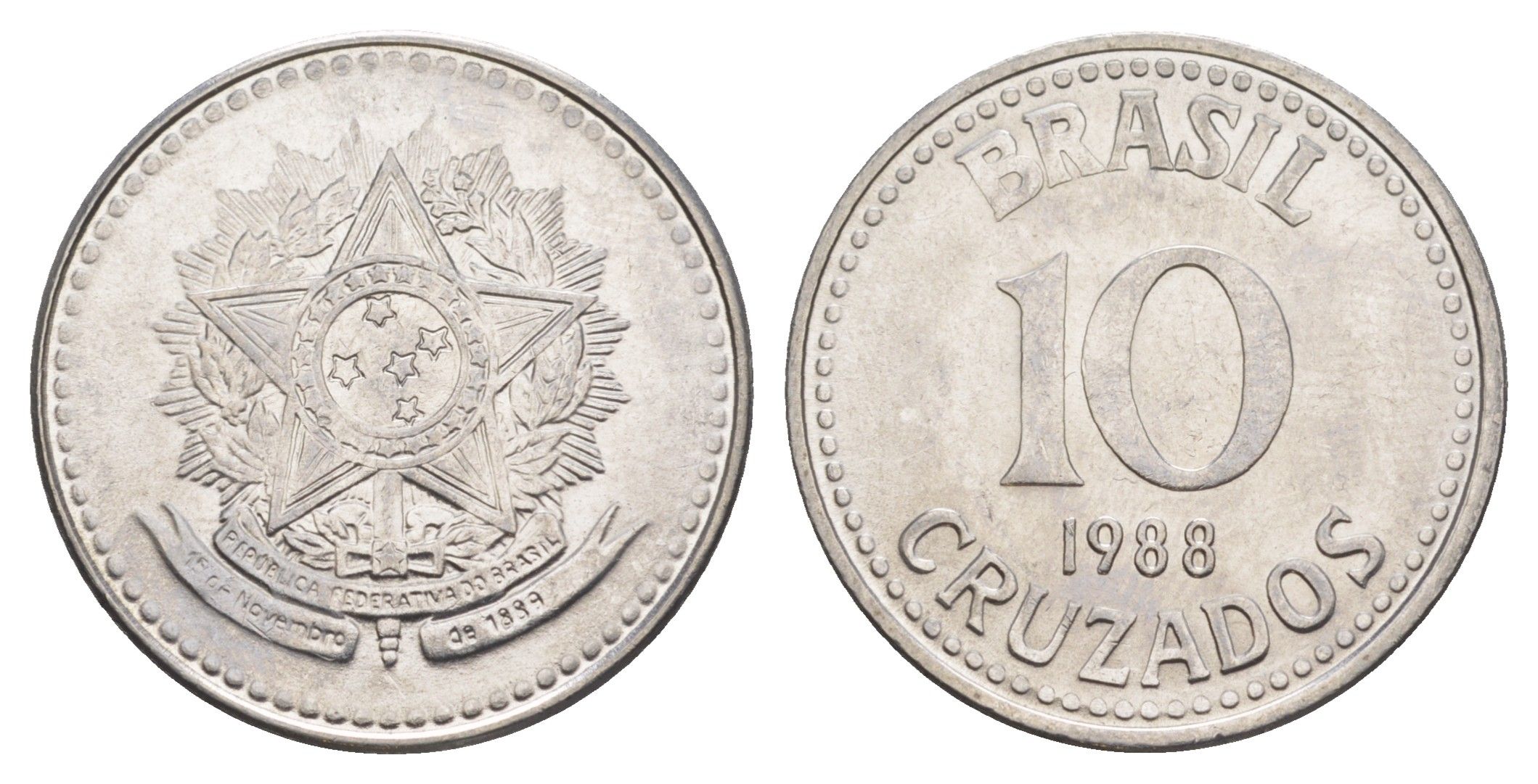 Бразилия 10 крузадо 1988 KM 607 нержавеющая сталь UNC 4642-1252