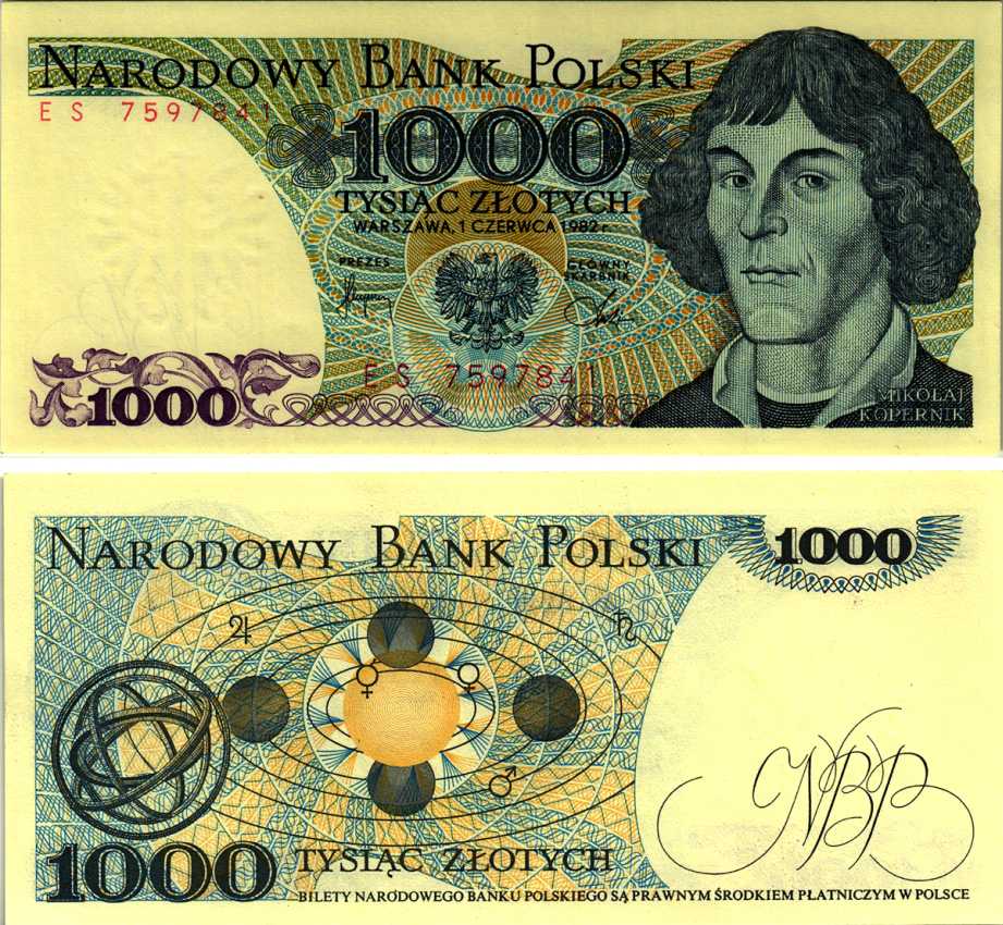 ПОЛЬША 1000 ЗЛОТЫХ 1982 1 ИЮНЯ 1982, НИКОЛАЙ КОПЕРНИК Pick 146с бумага UNC (ПРЕСС) 8607-80-2-2