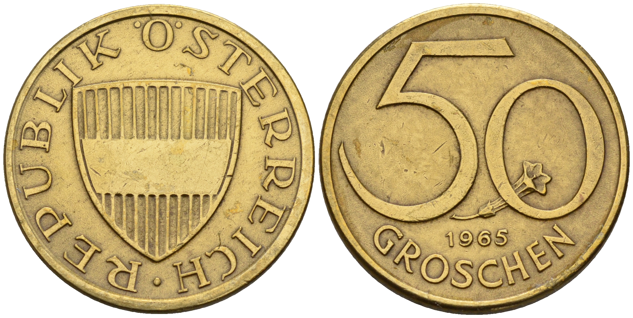 Австрия 50 грошей 1965  KM 2885 алюминиевая бронза    4152-1134