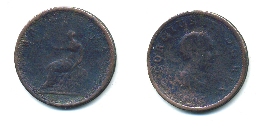 Великобритания 1/2 пенни 1807 Георг III (1760-1820) KM 662, Spink 3781 медь 59-1025