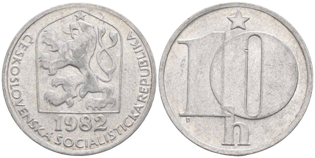 Чехословакия 10 геллеров 1982 KM 80 алюминий 44-1035
