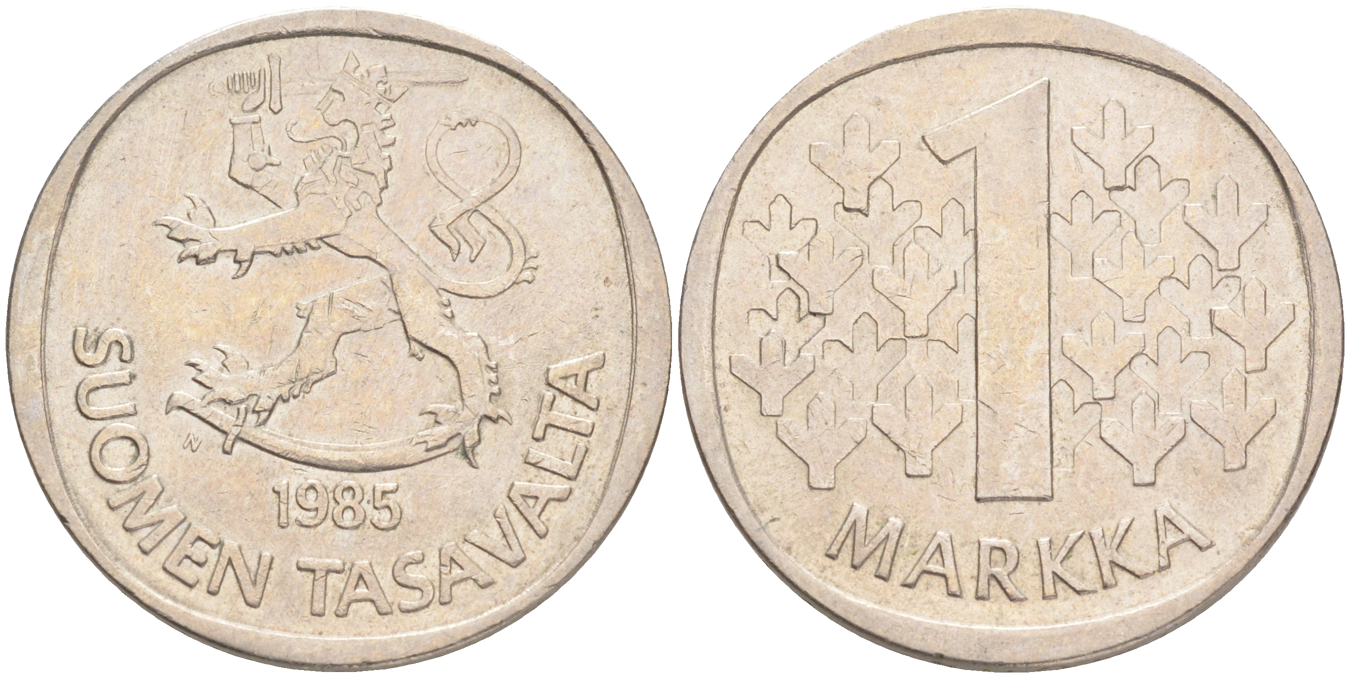 ФИНЛЯНДИЯ 1 МАРКА 1985 N KM 49а медно-никель 4556-732