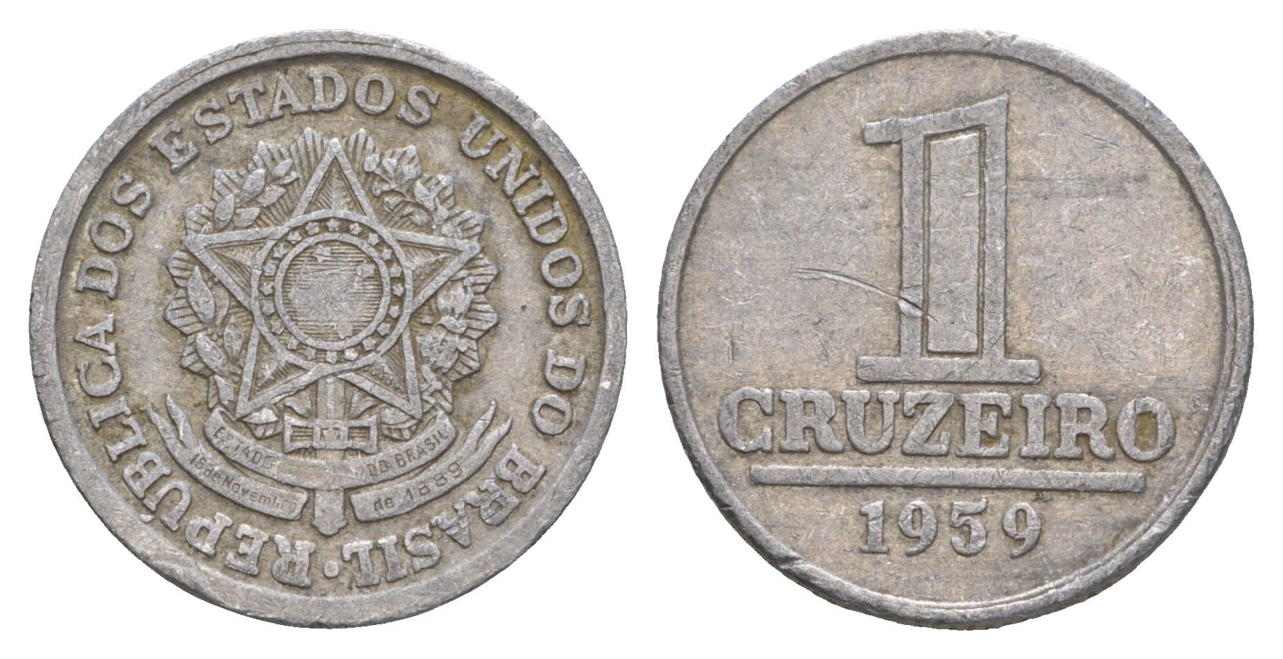 Бразилия 1 крузейро 1959 KM 570 алюминий 4656-1252