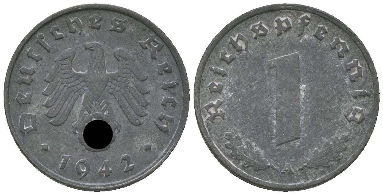 Германия 1 рейхспфенниг 1942 A KM 97, J. 369 цинк 46-963