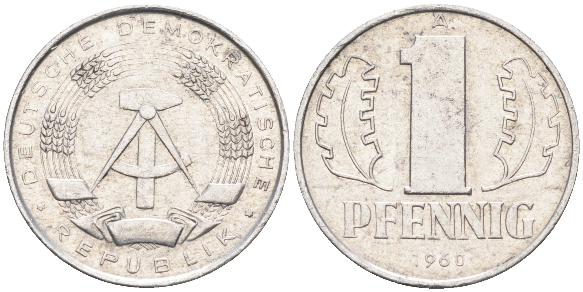 ГДР 1 пфенниг 1960 А KM 8.1 алюминий 4588-265