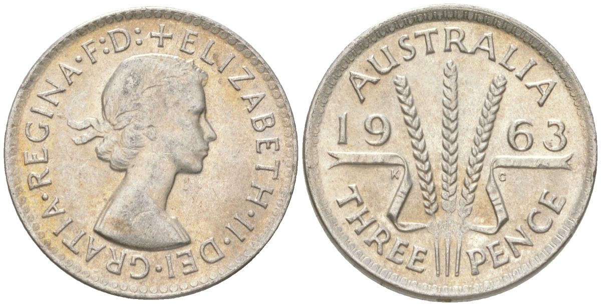 Австралия 3 пенса 1963 Елизавета II (1952-2022) KM 57 серебро 4623-121