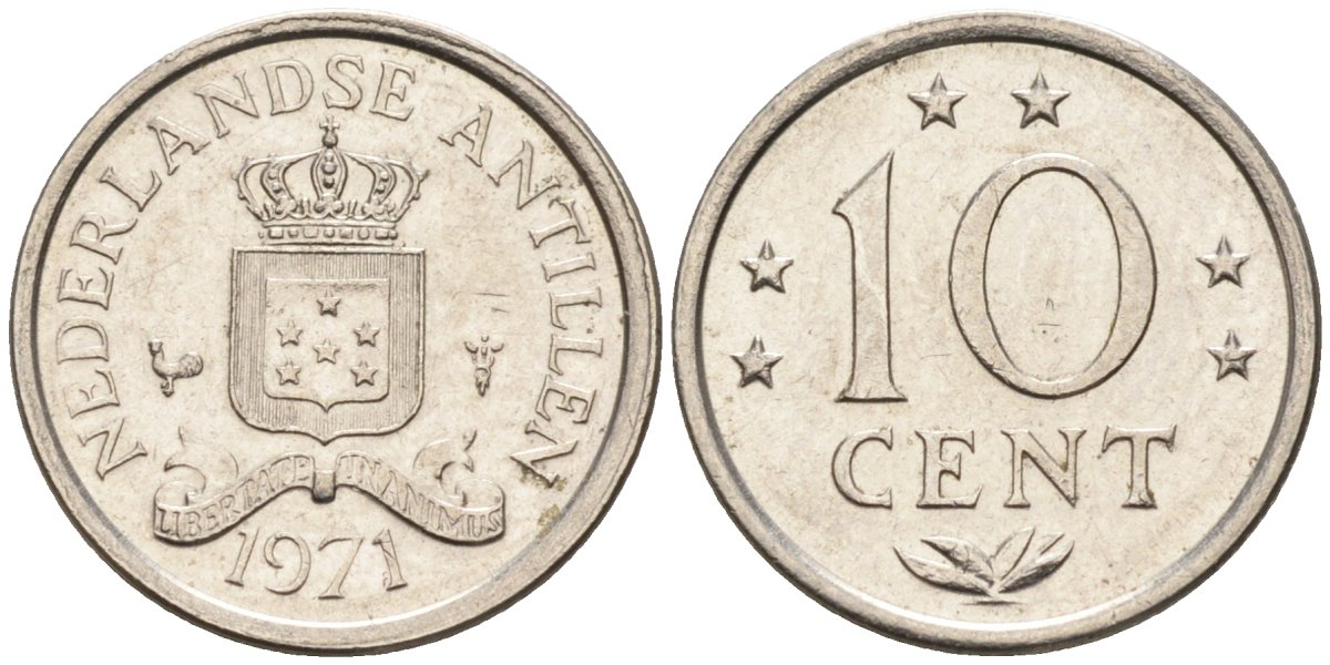 Нидерландские Антилы 10 центов 1971 Юлиана (1948-1980) KM 10 никель 4181-135