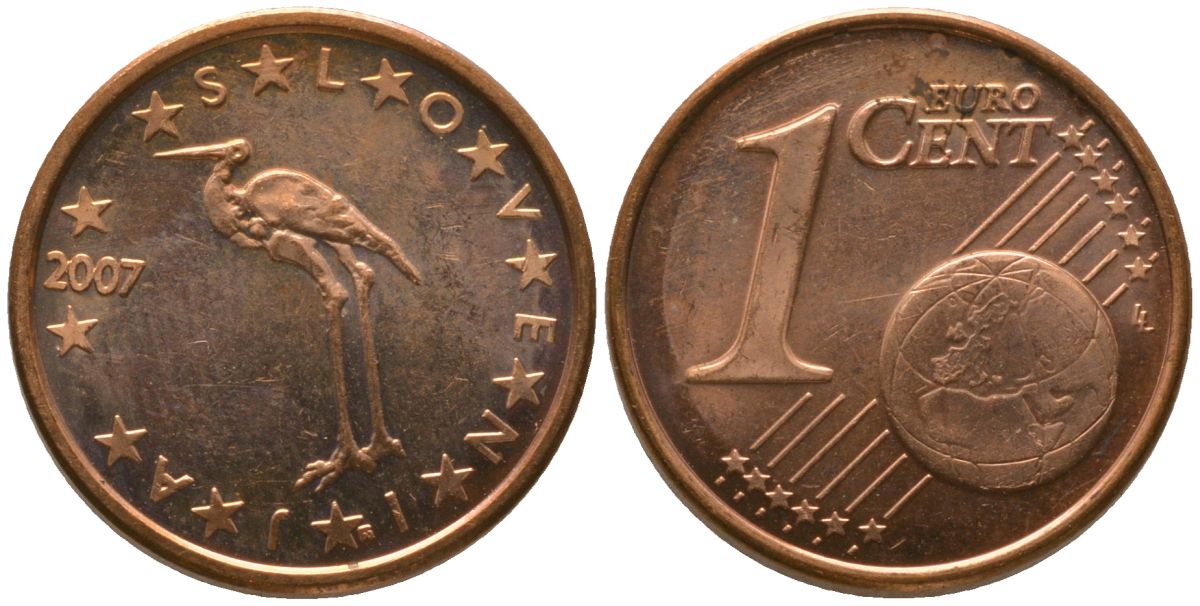 Словения 1 евроцент 2007 Fi KM 68 сталь плакированная медью UNC 4549-133