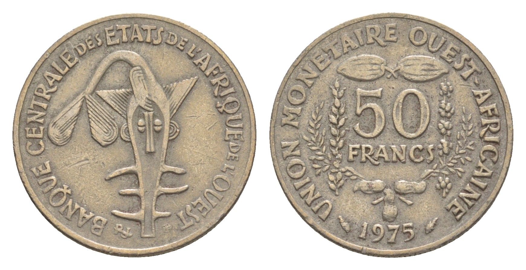 Западная Африка (BCEAO) 50 франков 1975 Центральный банк государств Западной Африки KM 6 медно-никель 4643-753