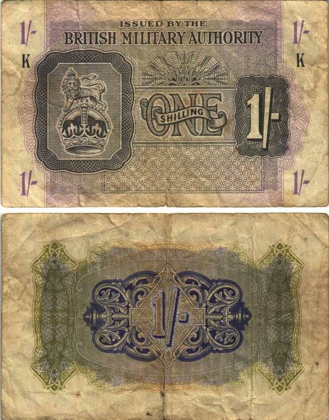 АНГЛИЯ 1 ШИЛЛИНГ 1943 ВОЕННЫЙ ВЫПУСК Pick M2 бумага 7551-19-4-1