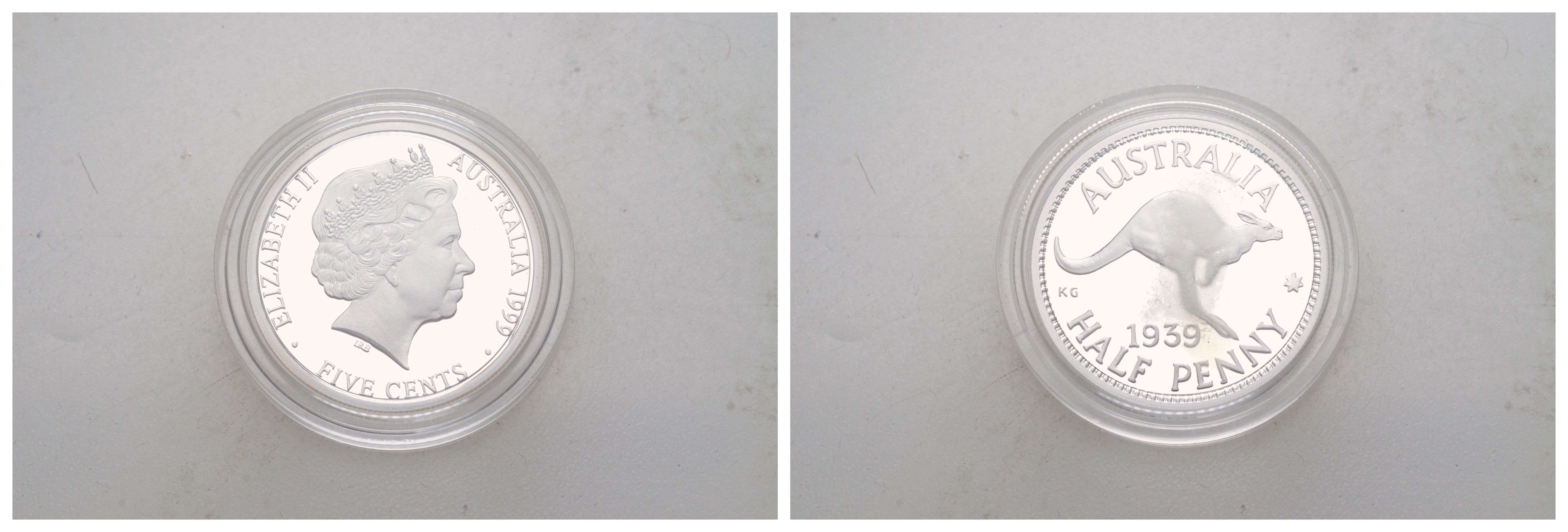 Австралия 5 центов 1999 Шедевр в серебре - 1939 г. ? пенни KM 481 серебро PROOF 11-132-14