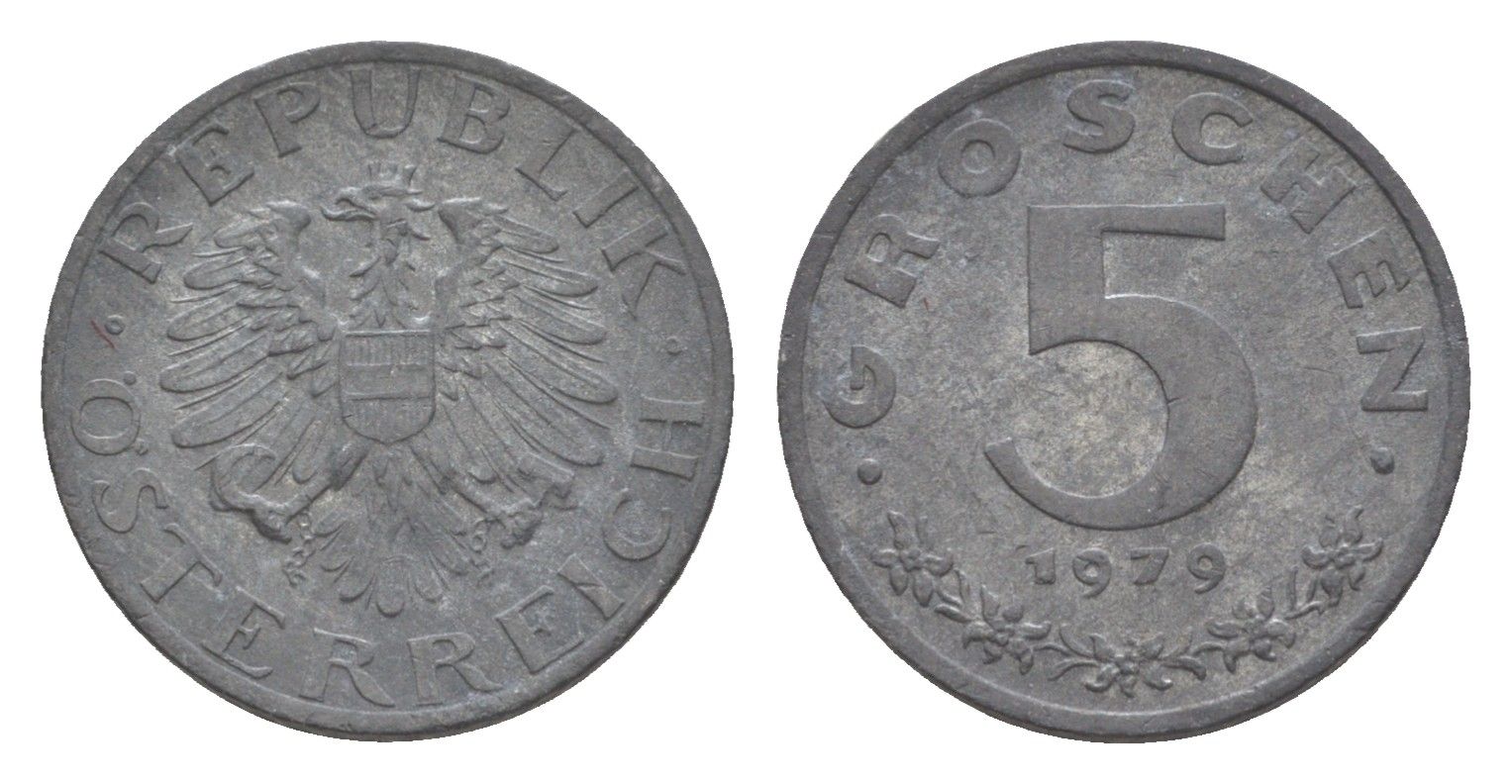 Австрия 5 грошей 1979 KM 2875 цинк 4567-937