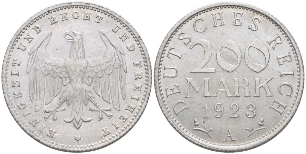 ГЕРМАНИЯ 200 МАРОК 1923 А KM 35, J. 304 алюминий 202-314