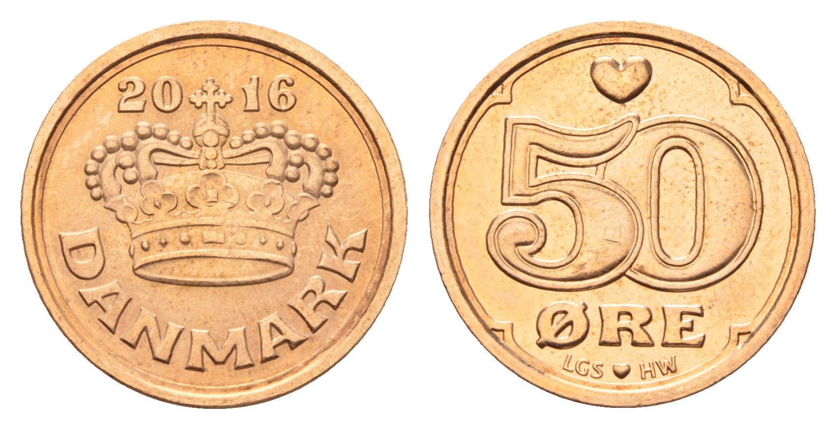 Дания 50 эре 2016 Маргрете II (1972-2024) KM 866 бронза UNC 76-564