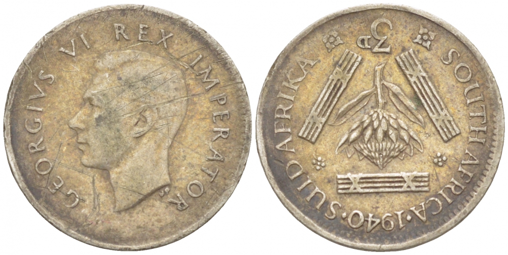 Южная Африка 3 пенса 1940 Георг VI (1937-1952) KM 26 серебро 3309-966