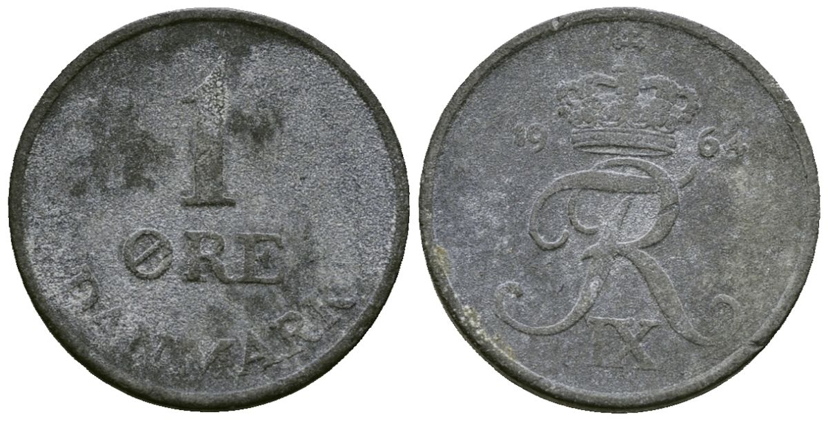 Дания 1 эре 1964 Фрелерик IX (1947-1972) KM 839 цинк 4173-1029