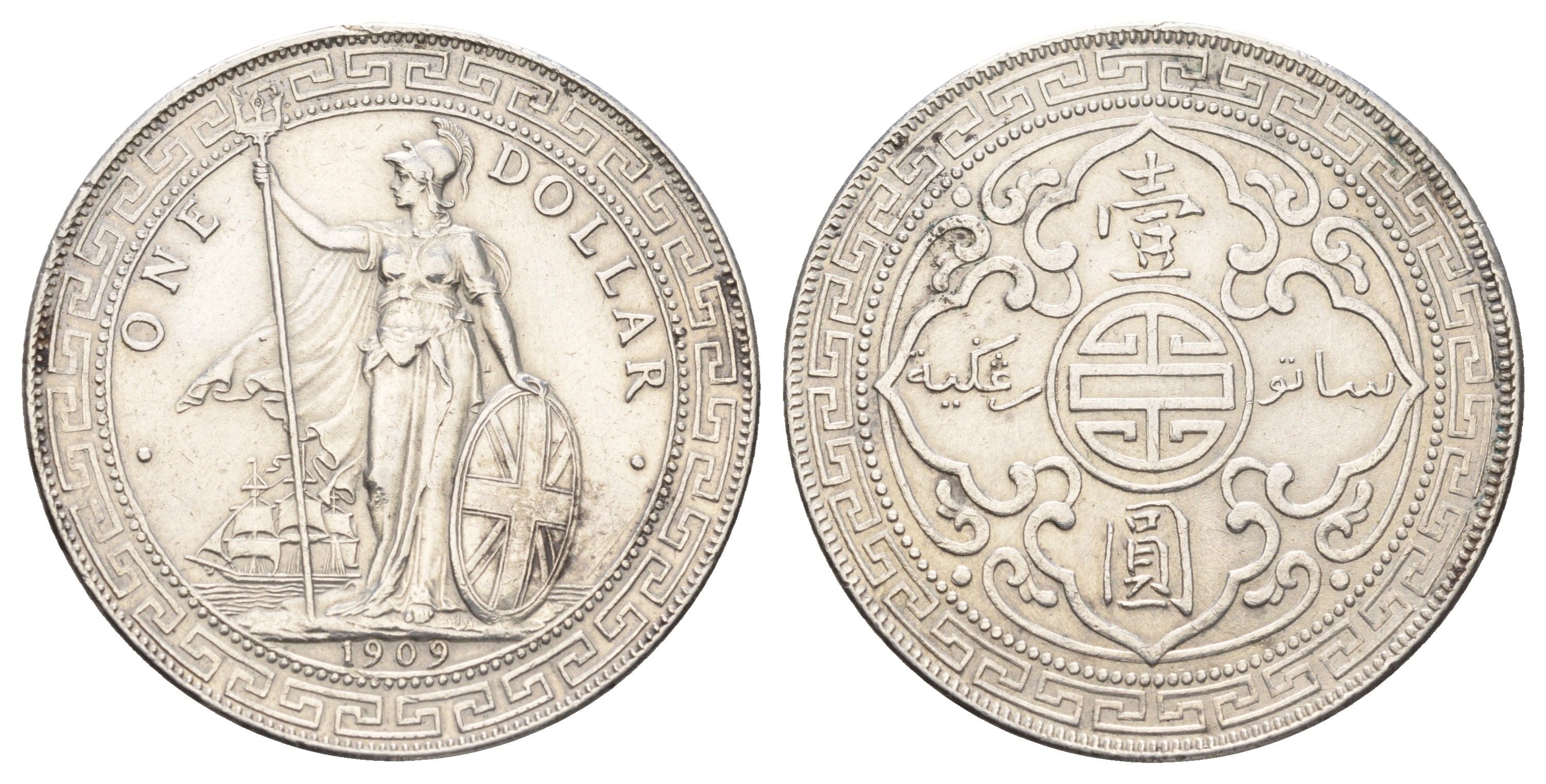 Великобритания 1 доллар 1909 Эдуард VII (1901-1910) KM T5 серебро 10-020-42