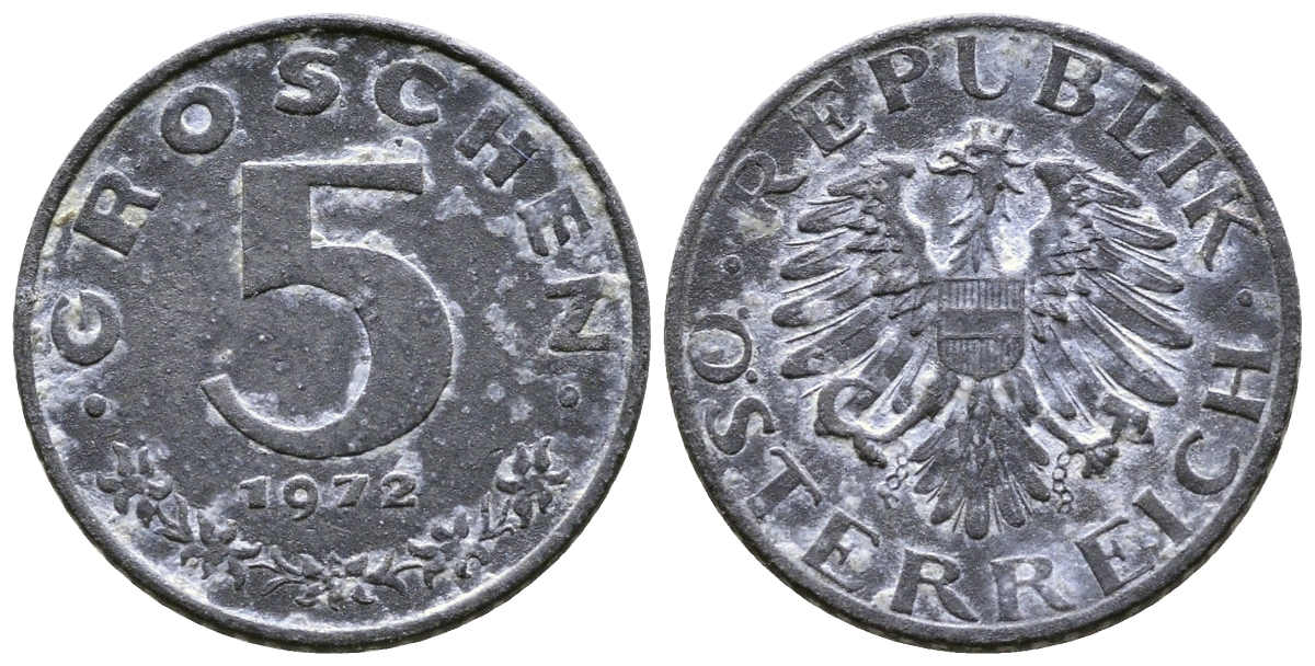 АВСТРИЯ 5 ГРОШЕЙ 1972 KM 2875 цинк 57-1312