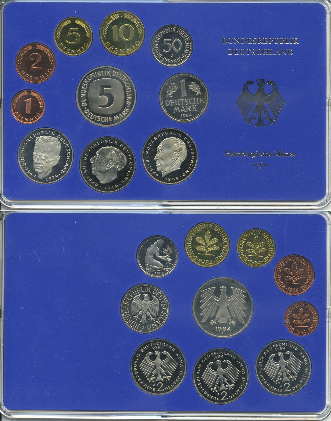 ФРГ НАБОР ИЗ 9 МОНЕТ 1983 J ОФИЦИАЛЬНЫЙ НАБОР В ПЛАСТИКЕ PROOF 00-00