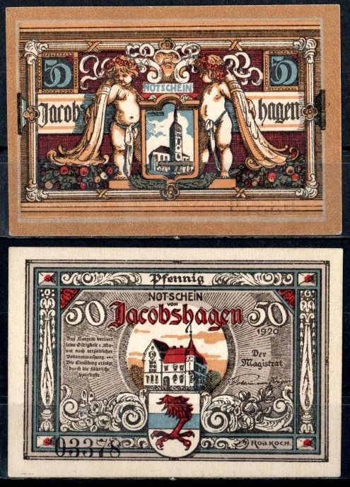 Якобсхаген (Пруссия, Померания) 50 пфеннигов 1920 бумага UNC (пресс) 7555-18-3-1