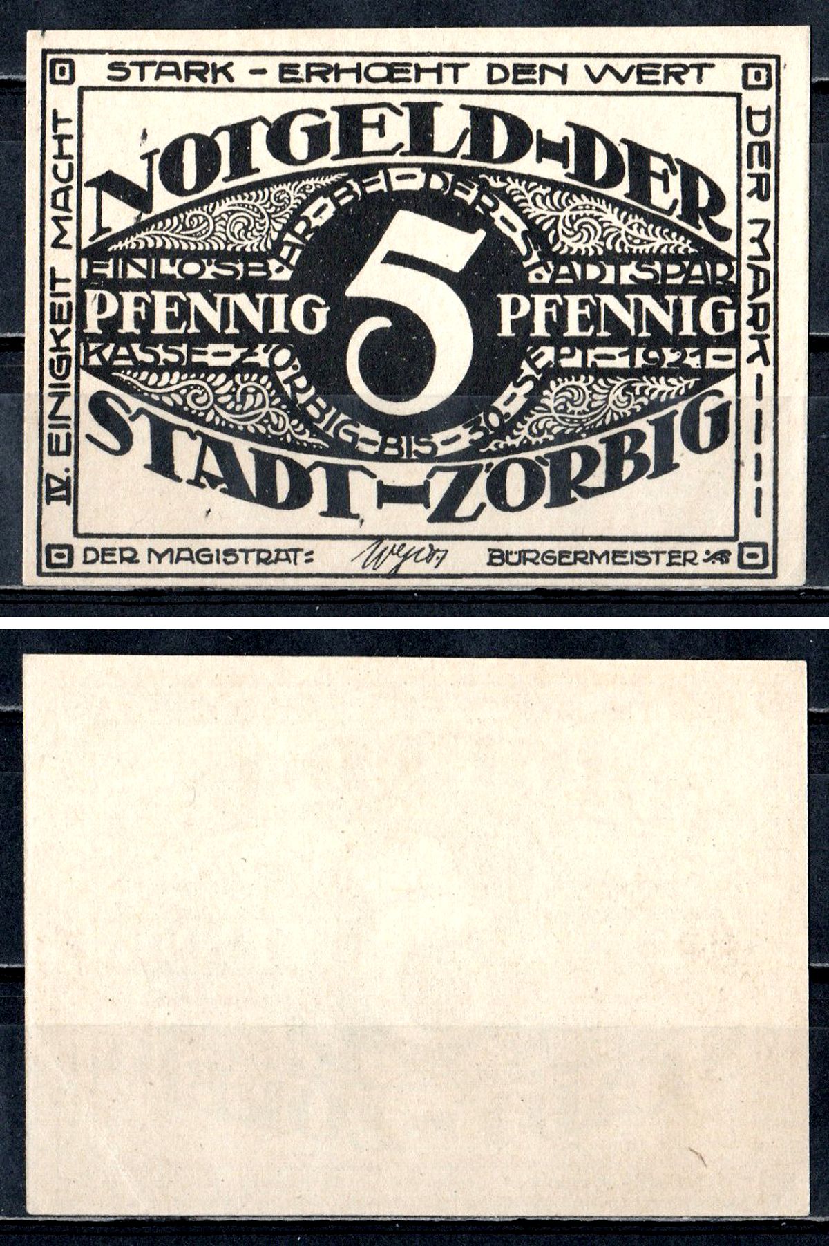 Цёрбиг (Пруссия, Саксония) 5 пфеннигов 1921 2193-41-3-2