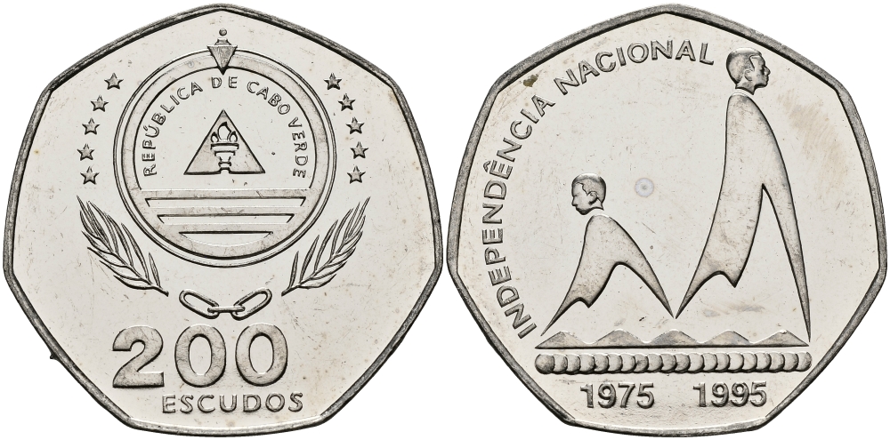 Кабо-Верде 200 эскудо 1995 20 лет независимости KM 35 медно-никель UNC 3333-944