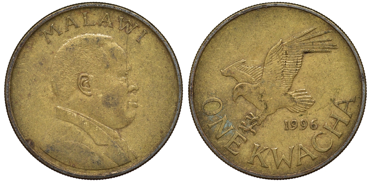 Малави 1 квача 1996 орел KM 28 сталь плакированная латунью 4162-332