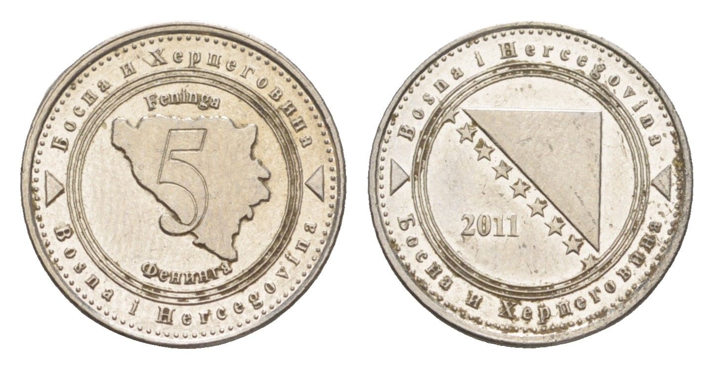 Босния и Герцеговина 5 фенингов 2011 KM 121 сталь плакированная никелем 4649-1267
