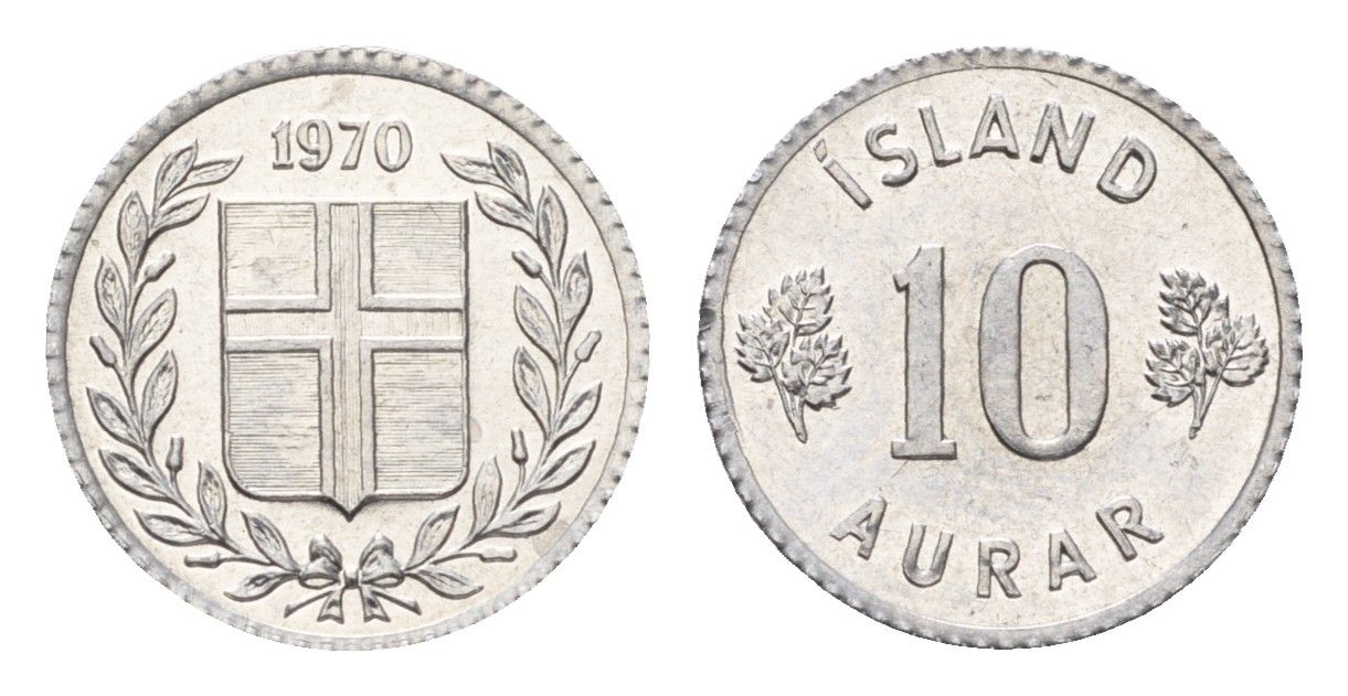 Исландия 10 эйре 1970 KM 10a алюминий UNC 4696-313
