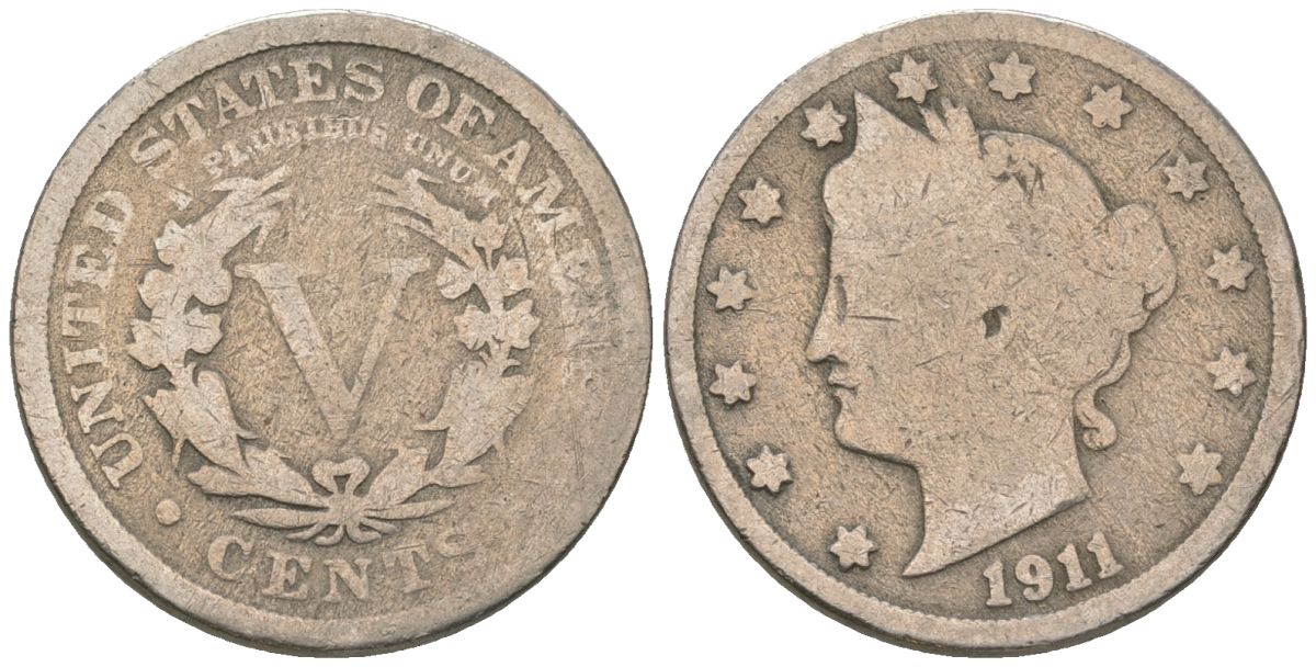 США 5 центов 1911 голова свободы KM 112 медно-никель 3336-355