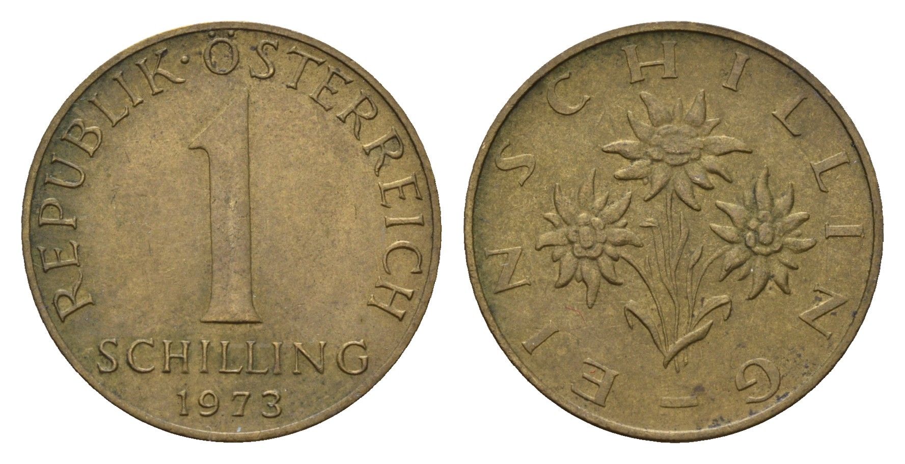Австрия 1 шиллинг 1973 KM 2886 алюминиевая бронза 4671-633