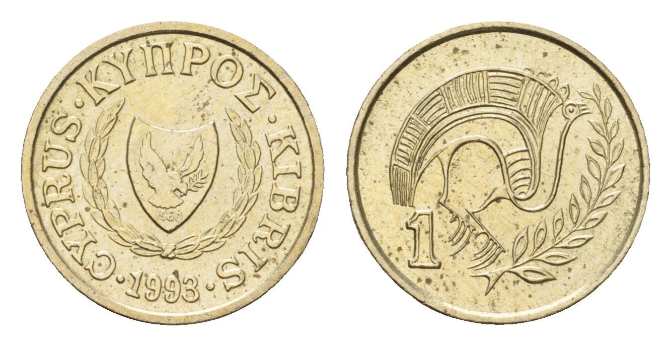 Кипр 1 цент 1993 KM 53.3 никель латунь 4617-213
