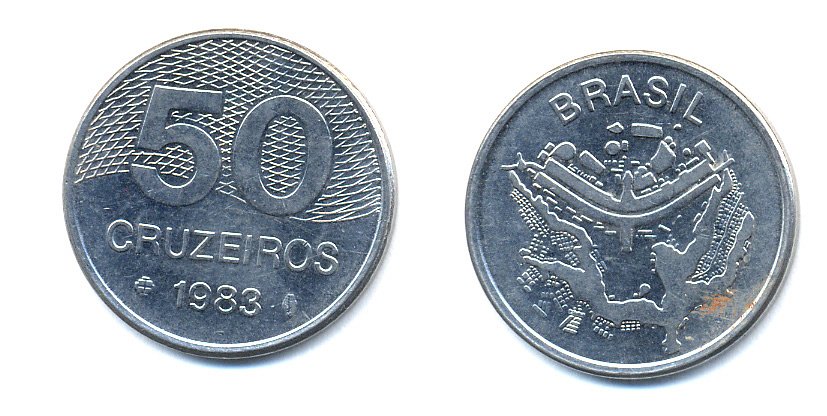 БРАЗИЛИЯ 50 КРУЙЗЕЙРО 1983 KM 594.1 сталь aUNC 51-4742