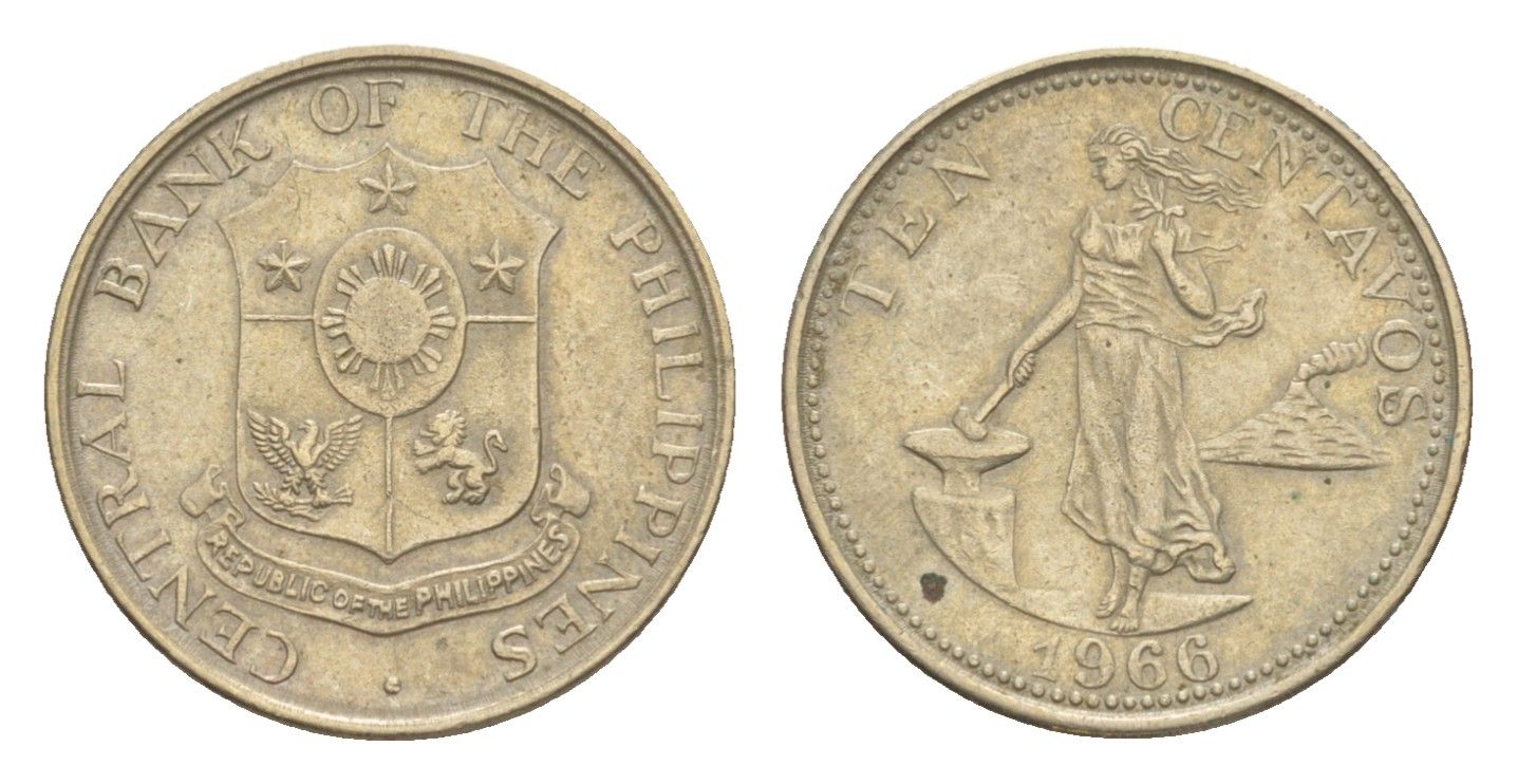 Филиппины 10 сентаво 1966 KM 188 медь цинк никель 4636-333