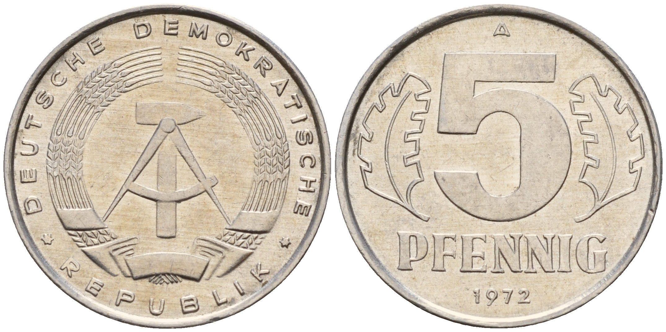 ГДР 5 пфеннигов 1972 А KM 9.1 алюминий    4598-111