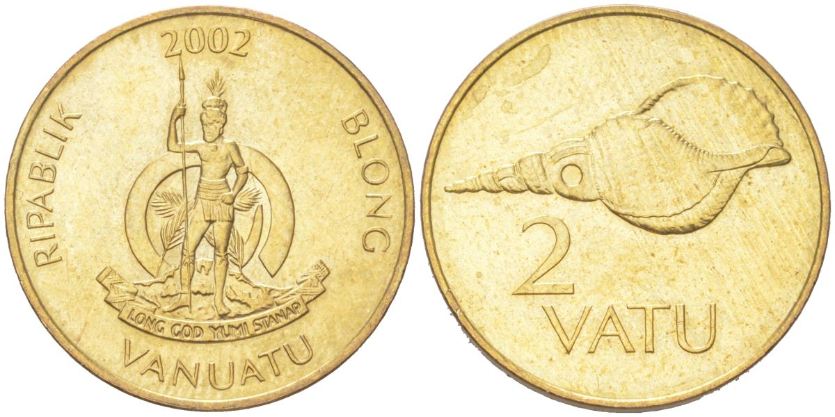 Вануату 2 вату 2002 KM 4 медь алюминий никель UNC 4614-835