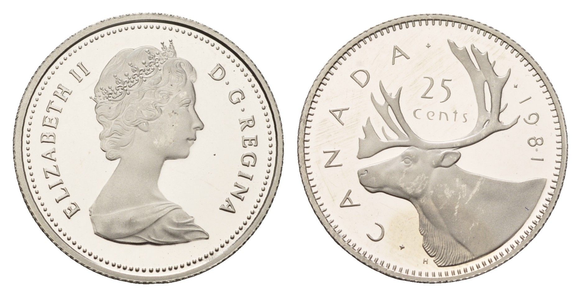 Канада 25 центов 1981 Елизавета II (1952-2022), олень KM 74 никель PROOF 441-335