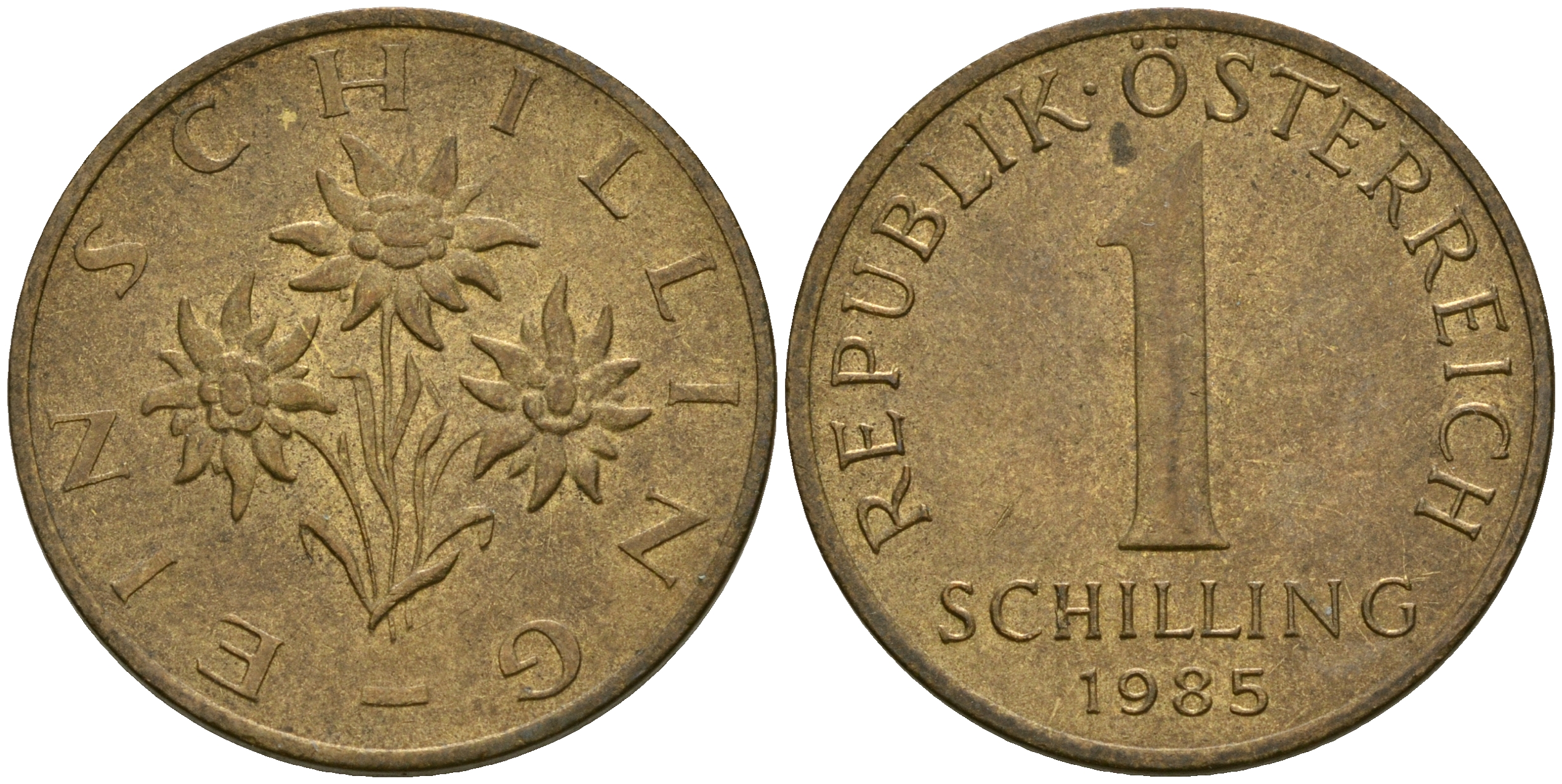 Австрия 1 шиллинг 1985 KM 2886 алюминиевая бронза 25-1131