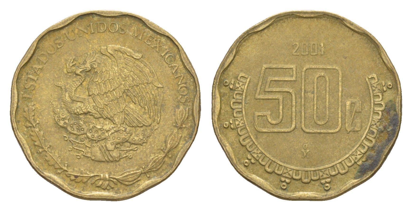 Мексика 50 сентаво 2001 KM 549 алюминиевая бронза 4649-652