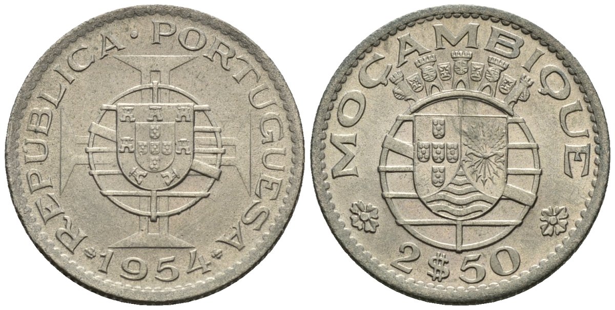 Мозамбик 2,5 эскудо 1954 KM 78 медно-никель 4147-665