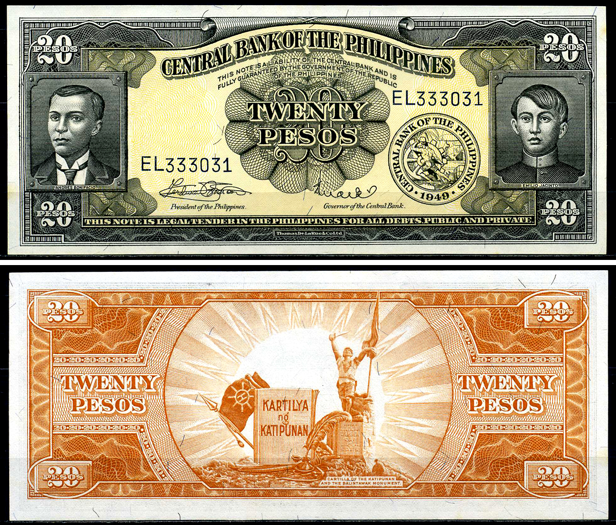 Филиппины 20 песо 1949-1969 Pick 137e бумага UNC (пресс) 00-00