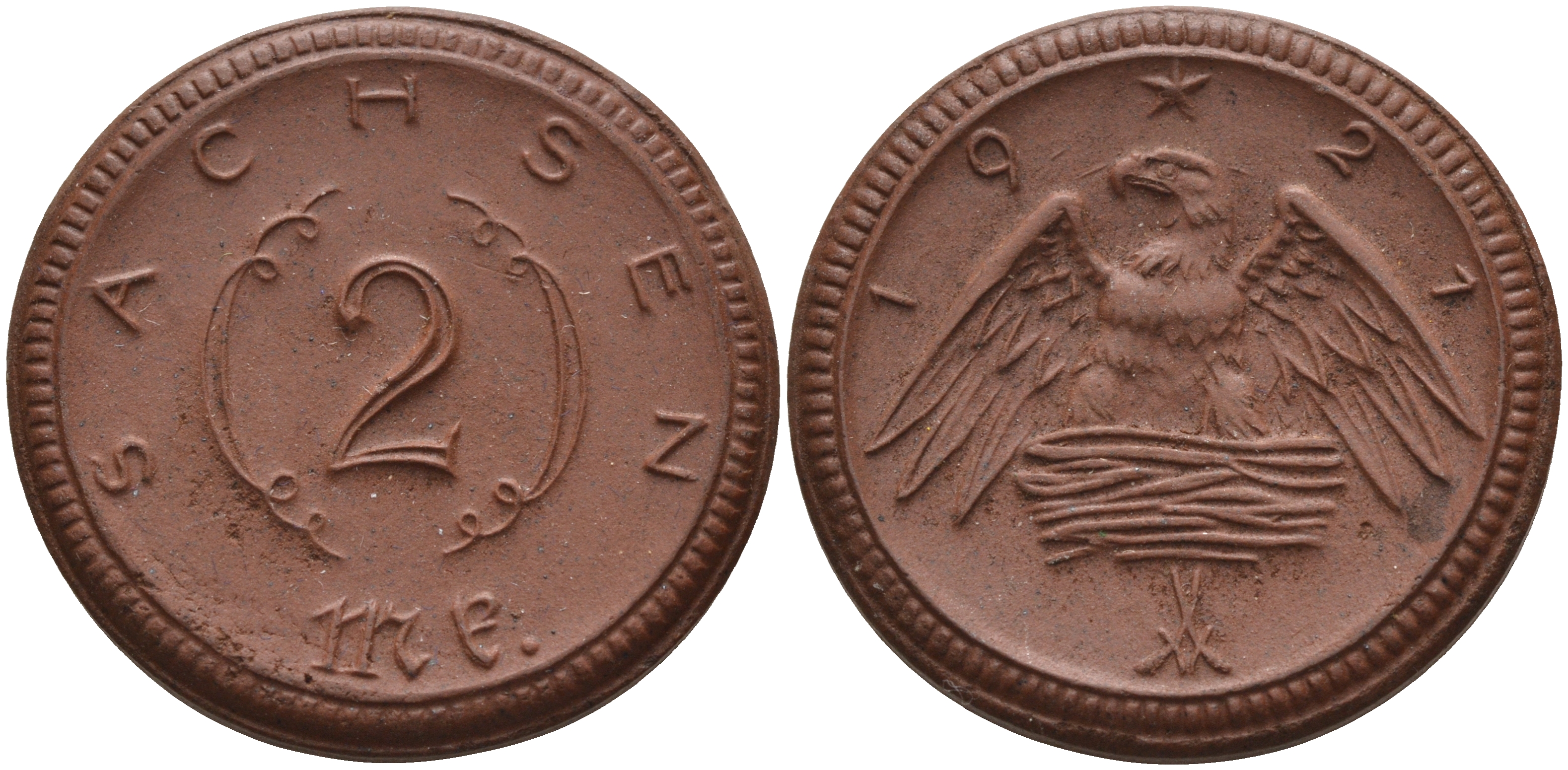 Саксония 2 марки 1921 J. N 56 фарфор 1094-1-33