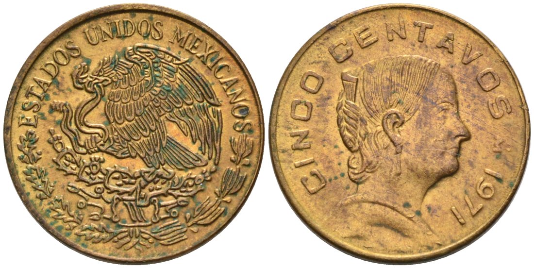 Мексика 5 сентаво 1971 Жозефа Ортис де Домингес KM 427 латунь 4564-942