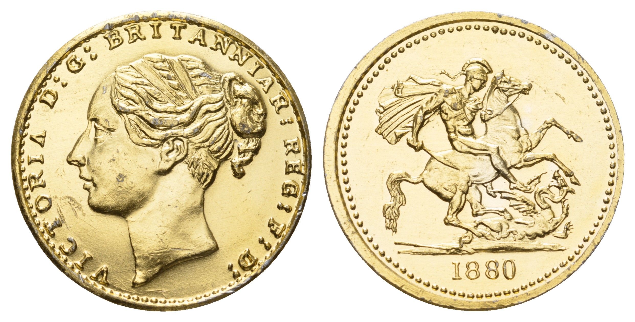 Великобритания игровой жетон с изображение монеты 1 соверен 1880 года диаметр 32 мм, вес 3,5 гр алюминий 4557-841