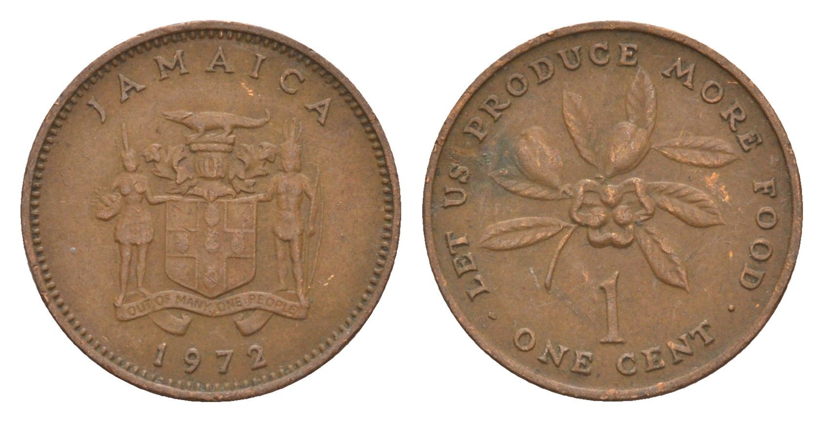 Ямайка 1 цент 1972 ФАО - Давайте производить больше еды KM 52 бронза 4649-1043
