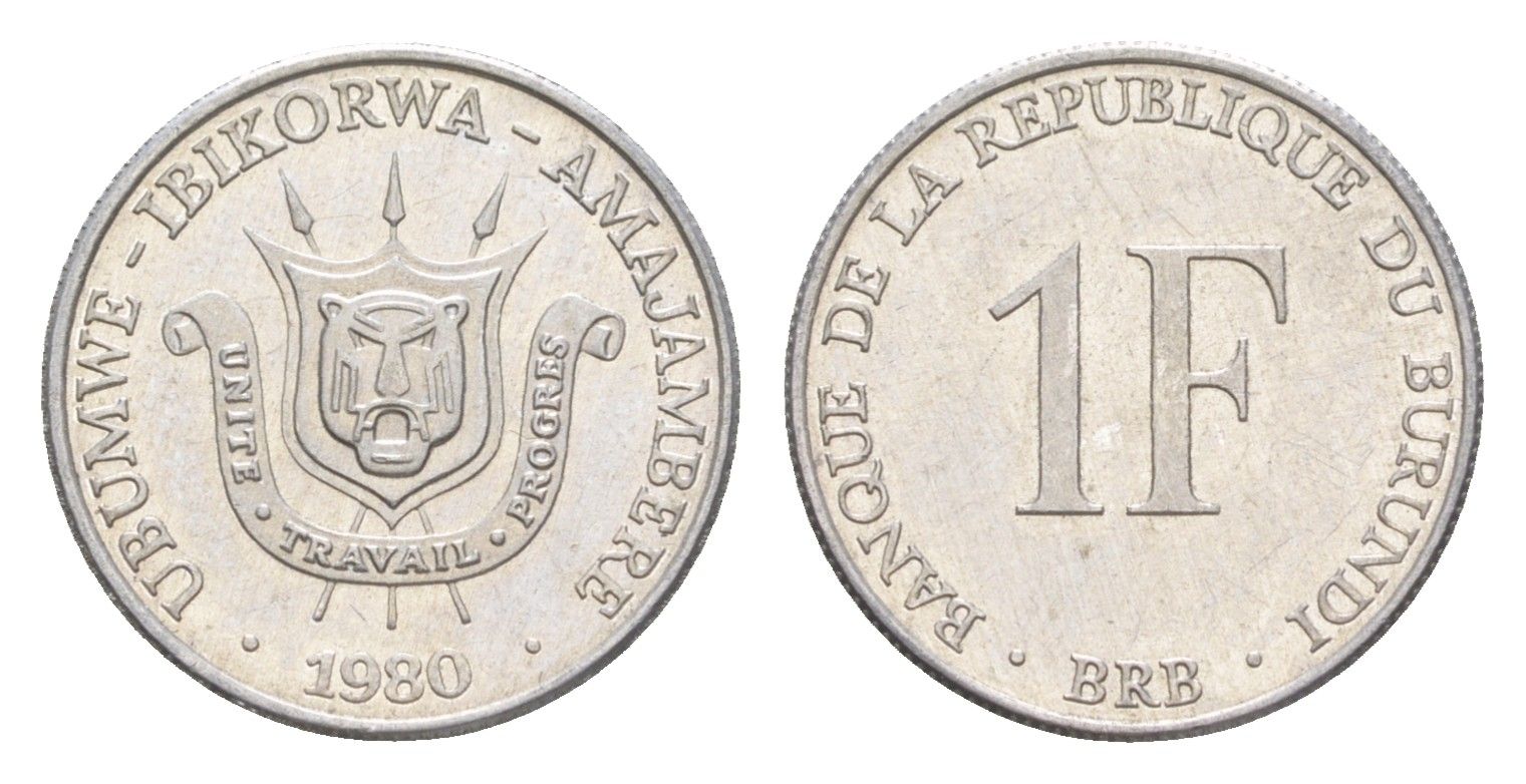 Бурунди 1 франк 1980 KM 19 алюминий UNC 4649-429